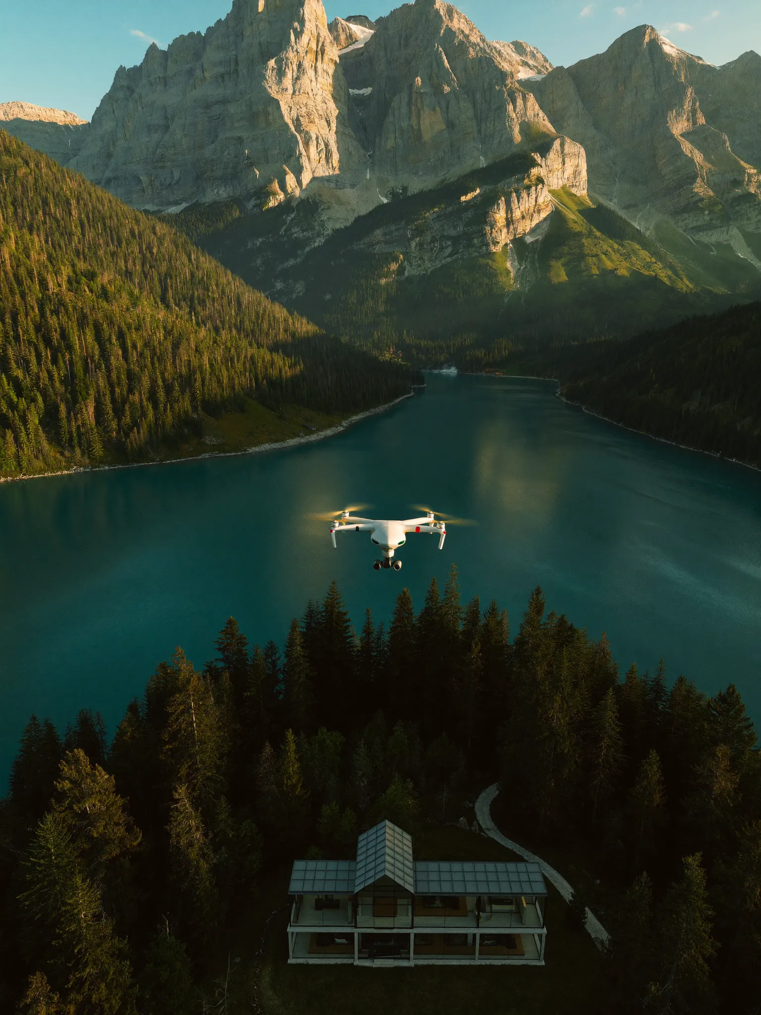 FPV-Drohne Salzburg — Flug über See & Villa